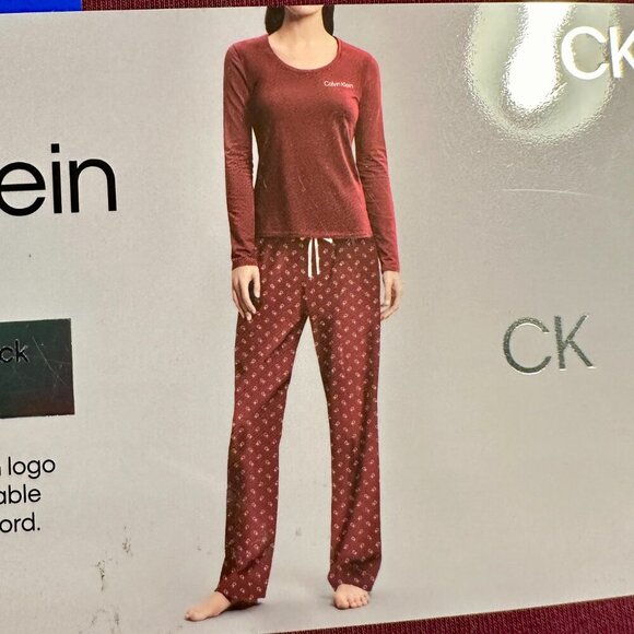 New Calvin Klein Women's Pajama Set Size L Porto Red Laungewear Cottagecore Cozy - Picture 10 of 16